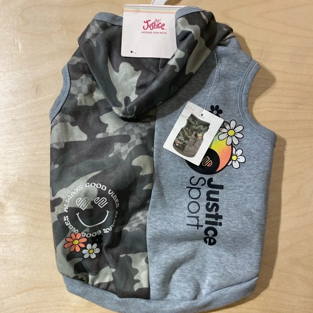 Justice Sport Camouflage and Gray Dog Hoodie Medium (LT)